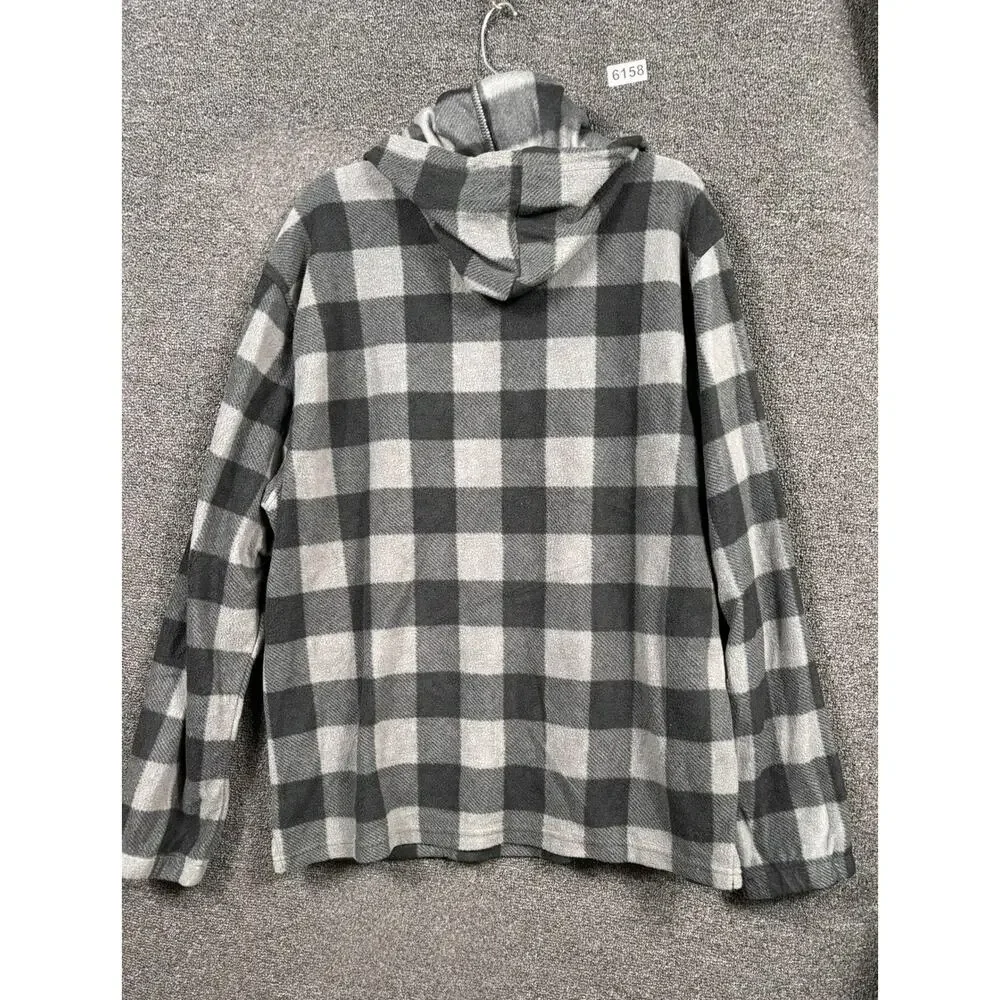 Company Eighty One Hoodie Mens XL Gray Buffalo Plaid Fleece Pullover C39HD009